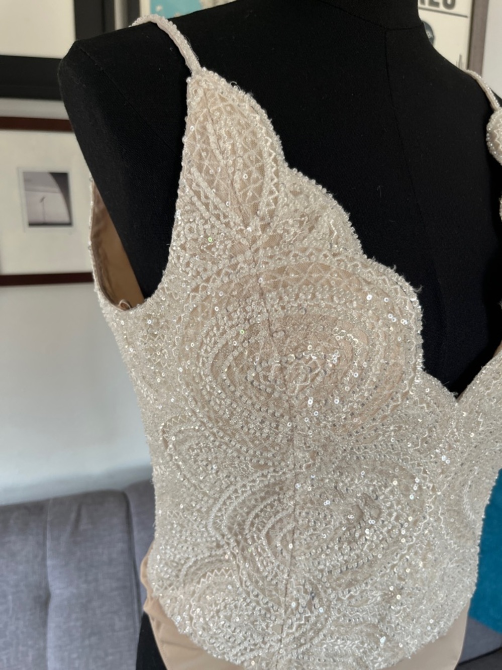 NWT Catherine Deane Wesley Embellished Scallop Bodysuit, Size 10 - Picture 3 of 9